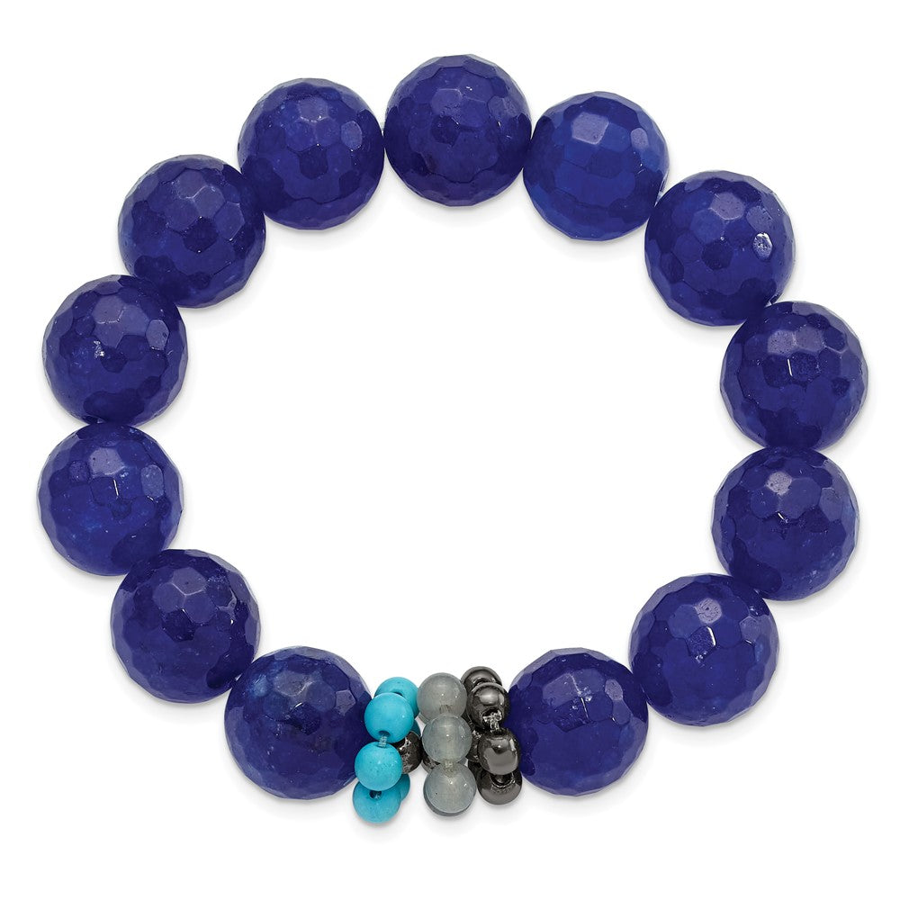 Hematite Agate Quartz Recon Magnesite Stretch Bracelet