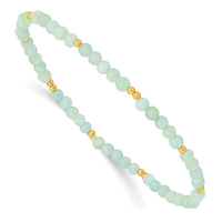 Sterling Silver Gold-plated 3mm Blue Quartz Stretch Bracelet