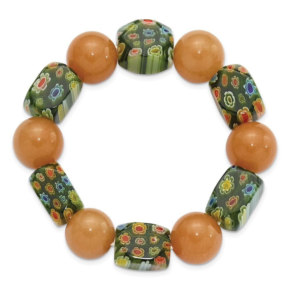 Aventurine and Kangsai Glass Beaded Stretch Bracelet