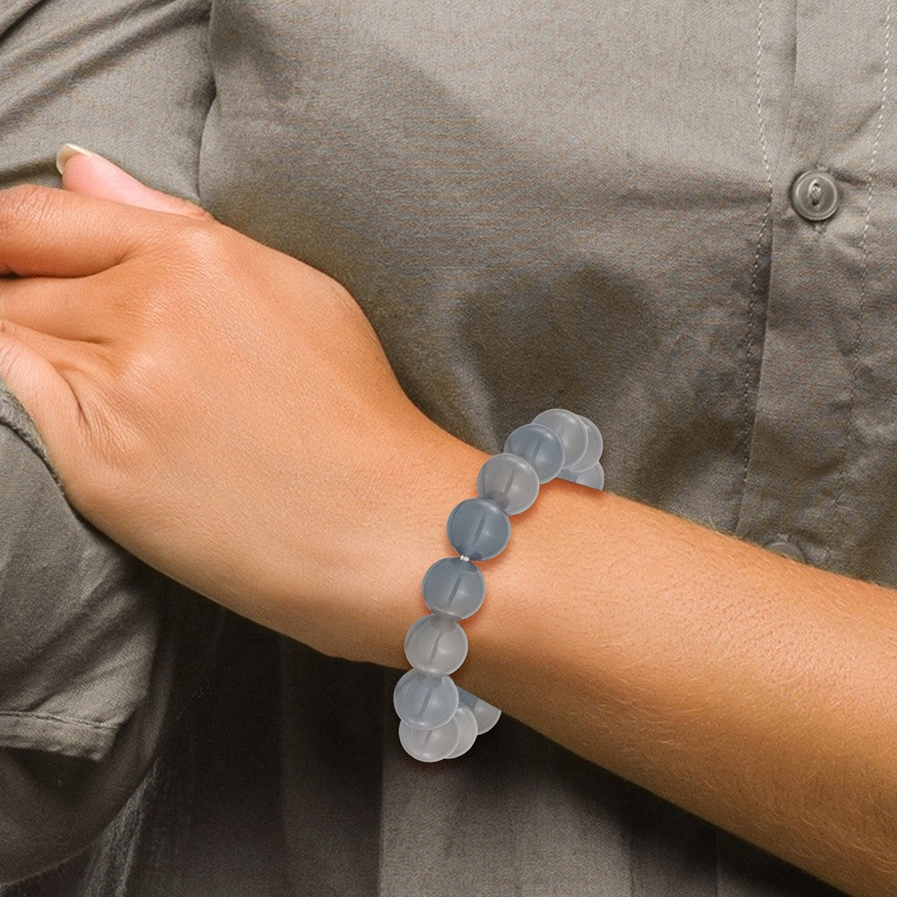 Grey Agate 12mm Beaded Stretch Bracelet