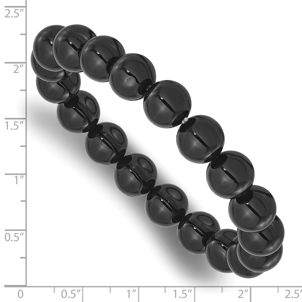 Black Agate 10mm Beaded Stretch Bracelet