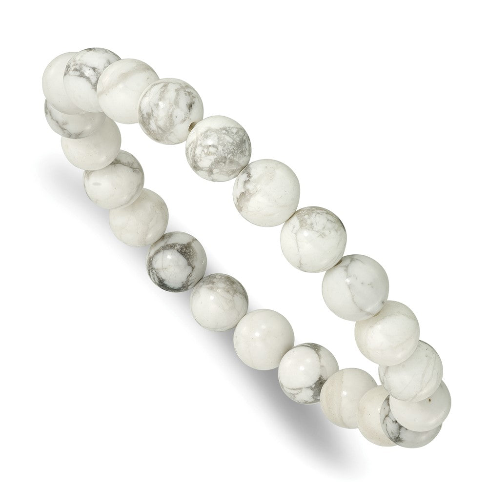 White Howlite 8.50mm Beaded Stretch Bracelet
