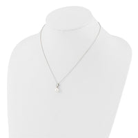 Sterling Silver RH-plated 7-8mm White Rice FWC Pearl/CZ 17in Necklace