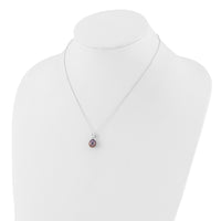 Sterling Silver RH-plated 7-8mm Black Rice FWC Pearl/CZ 17in Necklace
