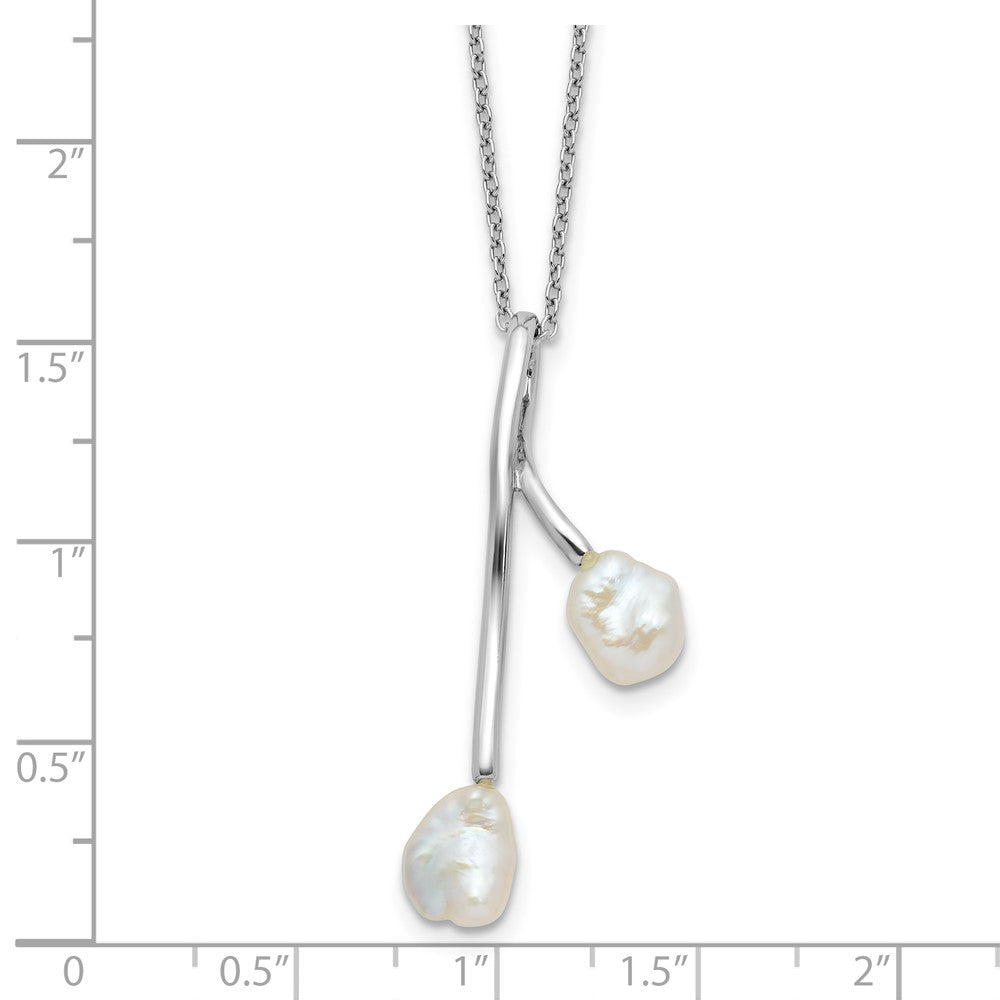 Sterling Silver Rhodium-plated 7-8mm Keshi FWC Pearl 17in Necklace