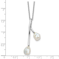Sterling Silver Rhodium-plated 7-8mm Keshi FWC Pearl 17in Necklace