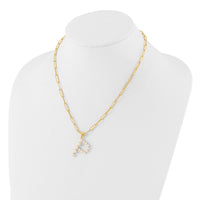 Sterling Silver Gold-plated 3-5.5mm FWC Pearl LETTER P 18in Necklace