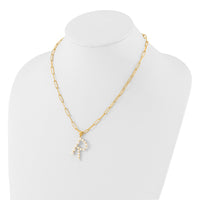 Sterling Silver Gold-plated 3-5.5mm FWC Pearl LETTER R 18in Necklace