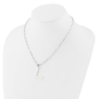 Sterling Silver RH-plated 3-5.5mm FWC Pearl LETTER L 18in Necklace