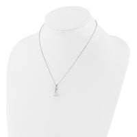 Sterling Silver RH-plated 7-8mm FWC Pearl/CZ 17in Necklace/Earrings Set