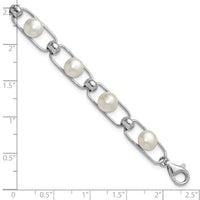 Sterling Silver Rh-plated 6-7mm Button FWC 6.5in w/1in ext Bracelet