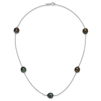 Sterling Silver RH 9-10mm Baroque 5 Stat Tahitian Saltwater Pearl Necklace
