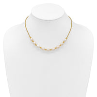 SS Gold-tone Beaded 7.75x8mm FWC Pearl 16in w/ 2in Ext Necklace