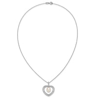 Sterling Silver Rhod 8-9mm FWC Pearl and CZ Heart 17in Necklace