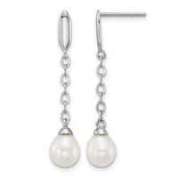 Sterling Silver Rh-plated FWC Pearl 16in Necklace/Dangle Earring Set
