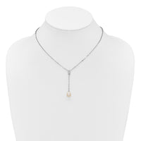 Sterling Silver Rh-plated FWC Pearl 16in Necklace/Dangle Earring Set