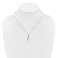 Sterling Silver Rh-plated FWC Pearl and CZ 17in Necklace/Earring Set