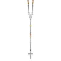 Sterling Silver Rhodium and Gold-plated 18.5in w/1in ext. Rosary Necklace