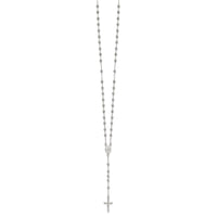 Sterling Silver Polished and Beaded Rosary Necklace