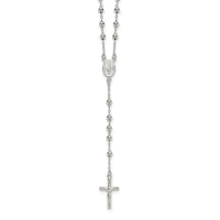 Sterling Silver Polished and Beaded Rosary Necklace