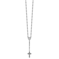 Sterling Silver Rhodium-plated Polished Round CZ 25.25in Rosary Necklace