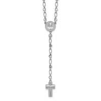 Sterling Silver RH-plated CZ 26.5in Heart Link Cross Ash Holder Necklace