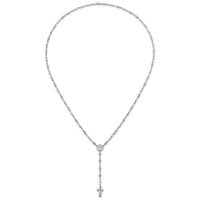 Sterling Silver RH-plated CZ 28.5in Hrt/Cross Link Cross Ash Holder Necklac