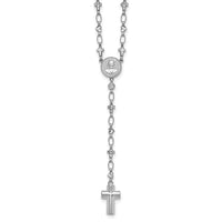 Sterling Silver RH-plated CZ 28.5in Hrt/Cross Link Cross Ash Holder Necklac