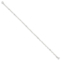 Sterling Silver Polished 9in Plus 1in ext FWC Pearl and Heart Anklet