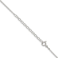 Sterling Silver 1.75mm Diamond-cut w/2in ext. Rolo Cable Chain