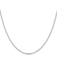Sterling Silver Rh-plated 1.75mm Diamond-cut w/2in ext. Rolo Cable Chain