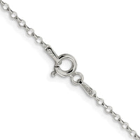 Sterling Silver Rh-plated 1.75mm Diamond-cut w/2in ext. Rolo Cable Chain
