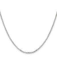 Sterling Silver 2.2mm Diamond-cut w/2in ext. Rolo Cable Chain