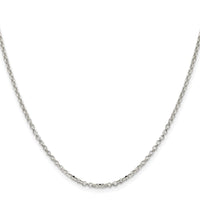 Sterling Silver Rhodium-plated 2.2mm Diamond-cut Rolo Cable Chain