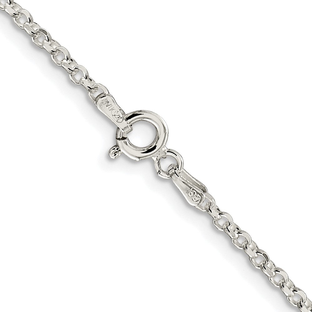 Sterling Silver Rh-plated 2.2mm Diamond-cut w/2in ext. Rolo Cable Chain
