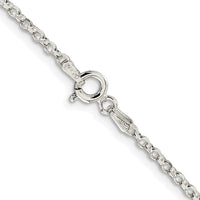 Sterling Silver Rh-plated 2.2mm Diamond-cut w/2in ext. Rolo Cable Chain
