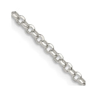 Sterling Silver 2.2mm Diamond-cut w/2in ext. Rolo Cable Chain