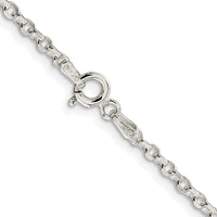 Sterling Silver Rh-plated 2.6mm Diamond-cut w/4in ext. Rolo Cable Chain