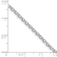 Sterling Silver Rh-plated 2.6mm Diamond-cut w/2in ext. Rolo Cable Chain