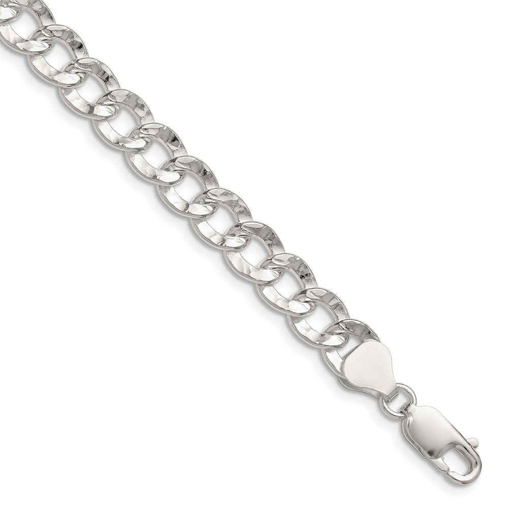 Sterling Silver 7.6mm Hammered Curb Chain