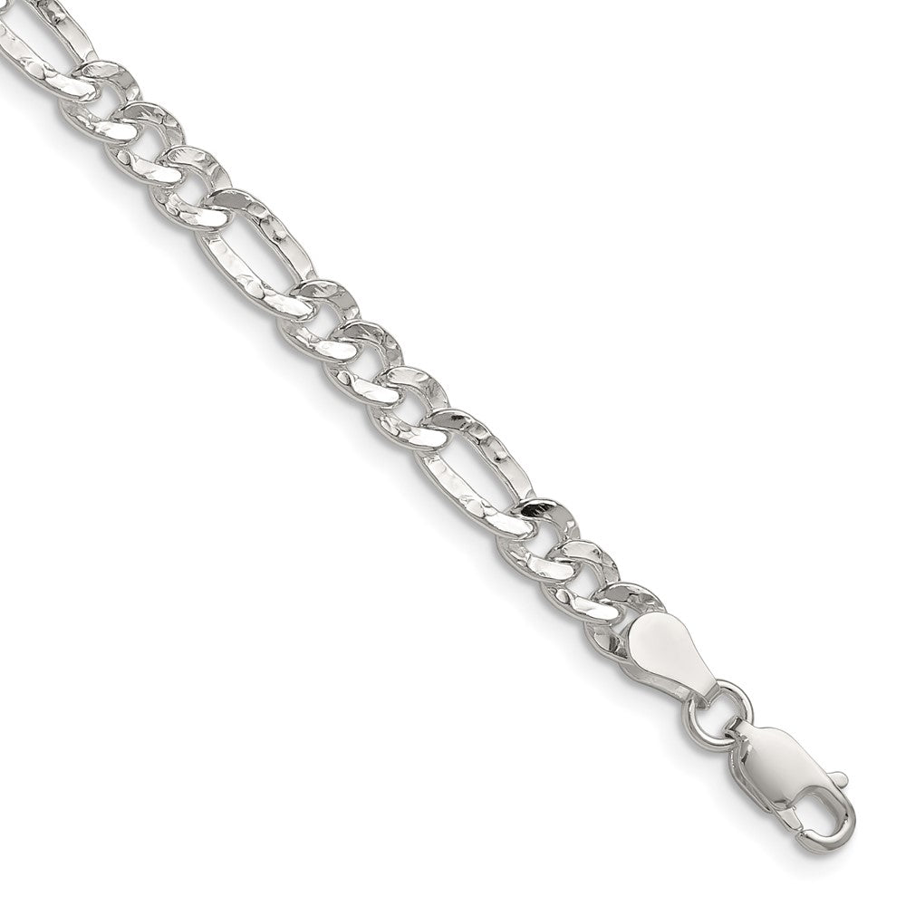 Sterling Silver 4.75mm Hammered Figaro Chain