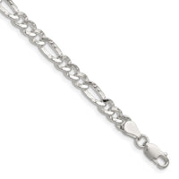 Sterling Silver 4.75mm Hammered Figaro Chain
