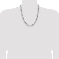 Sterling Silver 6.3mm Hammered Figaro Chain