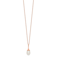 Sterling Silver Rose-tone 11x8mm White  FWC Pearl Necklace