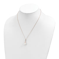 Sterling Silver Rose-tone 11x8mm White  FWC Pearl Necklace