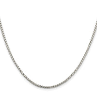 Sterling Silver Rhodium-plated 2mm Round Box Chain