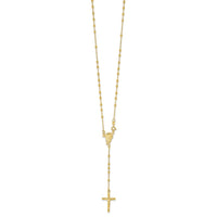 Sterling Silver Gold-plated Polished Bead Rosary 18 inch Necklace