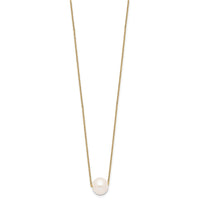 Sterling Silver Gold-tone 10-11mm White Near Round FWC Pearl Necklace