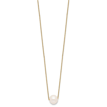 Sterling Silver Gold-tone 10-11mm White Near Round FWC Pearl Necklace