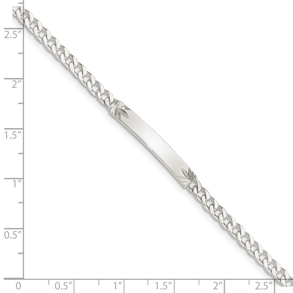 Sterling Silver Polished Engraveable Curb Link ID Bracelet
